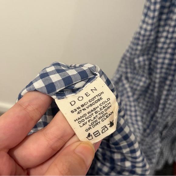 Doen Maxi Dress Sora Blue Gingham Plaid Ruffle Sleeveless size XL - Picture 13 of 13